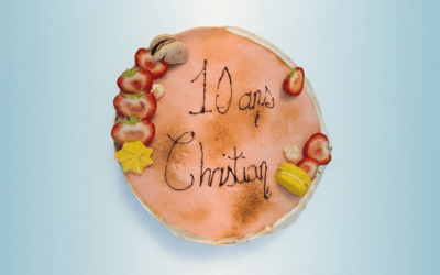 Celebration cake marking ten years of Christian Zanette with G-OPS