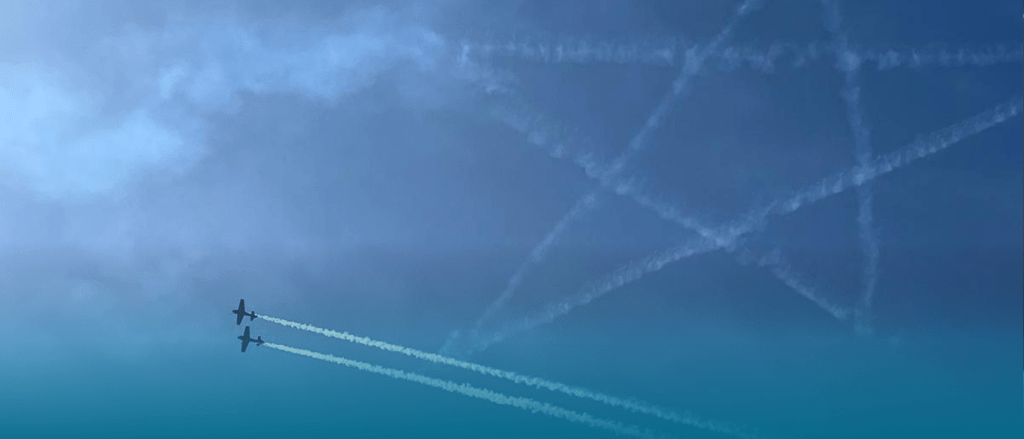 Aircraft contrails over Morocco ahead of G-OPS exhibiting at Marrakech Air Show 2026