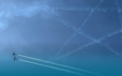 Aircraft contrails over Morocco ahead of G-OPS exhibiting at Marrakech Air Show 2026