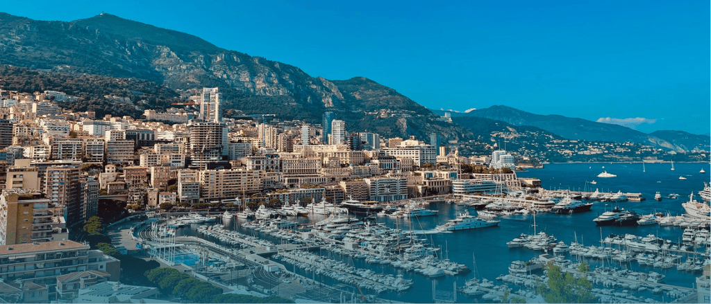 Port Hercule and Monaco skyline with superyachts ahead of the Monaco Yacht Show 2026